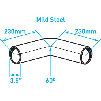 Exhaust Elbow 60º Bend, Mild Steel - 3.5"